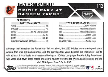2023 Topps #112 Baltimore Orioles Back
