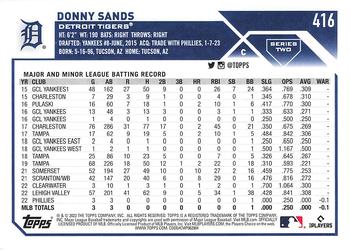 2023 Topps #416 Donny Sands Back