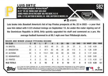 2023 Topps #582 Luis Ortiz Back