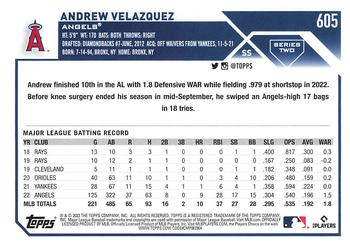 2023 Topps #605 Andrew Velazquez Back