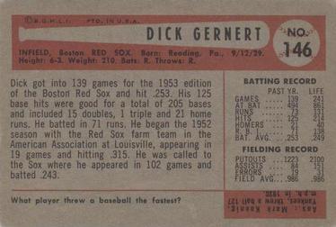 1954 Bowman #146 Dick Gernert Back