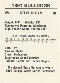 1991 Mississippi State Bulldogs #NNO Steve Hegan Back
