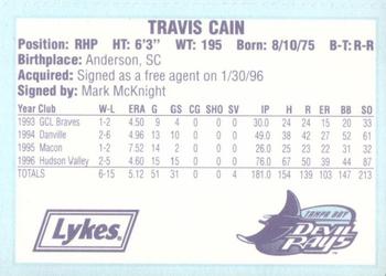 1996 Tampa Bay Devil Rays A Team is Born #NNO Travis Cain Back