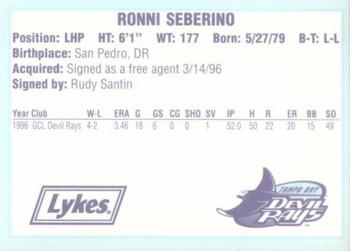 1996 Tampa Bay Devil Rays A Team is Born #NNO Ronni Seberino Back