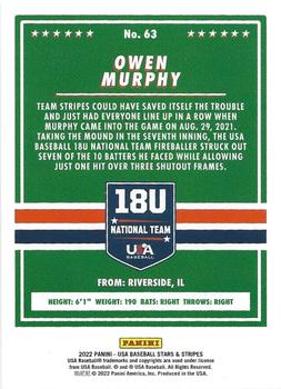 2022 Panini USA Baseball Stars & Stripes #63 Owen Murphy Back