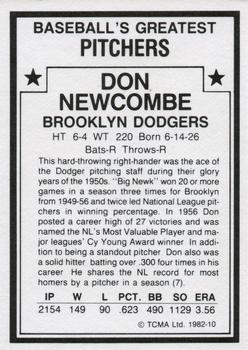 1982 TCMA Baseball's Greatest Pitchers (White Back) #10 Don Newcombe Back