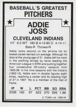 1982 TCMA Baseball's Greatest Pitchers (White Back) #43 Addie Joss Back