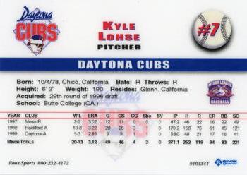 1999 Roox Daytona Cubs #NNO Kyle Lohse Back