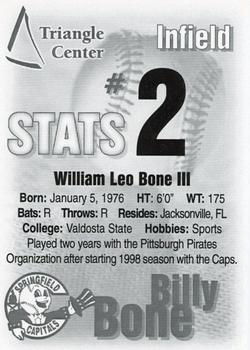 2000 Springfield Capitals #2 Billy Bone Back