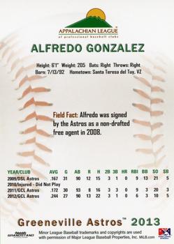 2013 Grandstand Appalachian League Top Prospects #NNO Alfredo Gonzalez Back