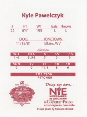 2006 Evansville Otters #NNO Kyle Pawelczyk Back