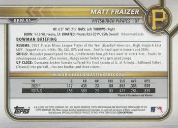 2022 Bowman 1st Edition #BPPF-91 Matt Fraizer Back