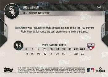 2022 Topps Now MLB Network's Top 100 #T-45 Jose Abreu Back