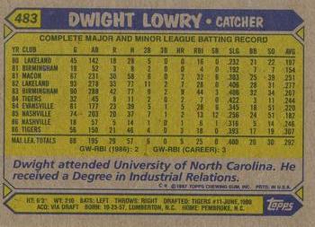 2017 Topps - Rediscover Topps 1987 Topps Stamped Buybacks Bronze #483 Dwight Lowry Back