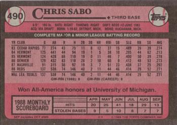 2017 Topps - Rediscover Topps 1989 Topps Stamped Buybacks Bronze #490 Chris Sabo Back