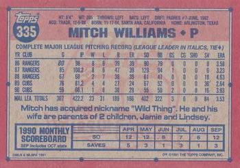 2017 Topps - Rediscover Topps 1991 Topps Stamped Buybacks Bronze #335 Mitch Williams Back