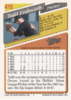2017 Topps - Rediscover Topps 1993 Topps Stamped Buybacks Gold #415 Todd Frohwirth Back
