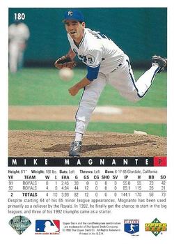 1993 Upper Deck #180 Mike Magnante Back