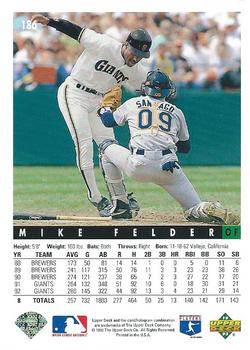 1993 Upper Deck #186 Mike Felder Back