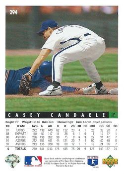 1993 Upper Deck #294 Casey Candaele Back