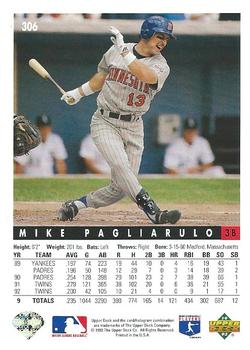 1993 Upper Deck #306 Mike Pagliarulo Back