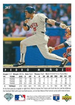 1993 Upper Deck #341 Pedro Munoz Back