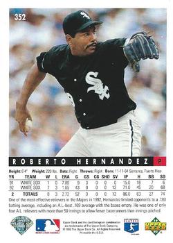 1993 Upper Deck #352 Roberto Hernandez Back
