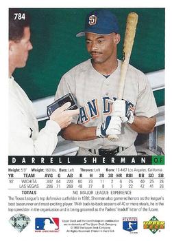 1993 Upper Deck #784 Darrell Sherman Back