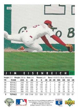 1993 Upper Deck #800 Jim Eisenreich Back