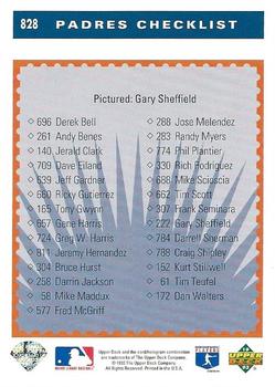 1993 Upper Deck #828 Gary Sheffield Back