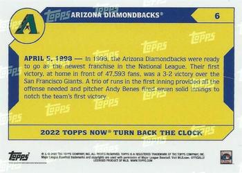 2022 Topps Now Turn Back the Clock #6 Arizona Diamondbacks Back