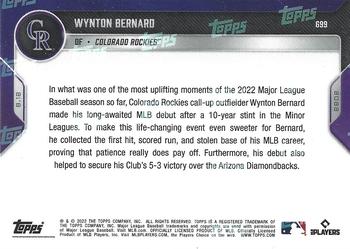 2022 Topps Now #699 Wynton Bernard Back