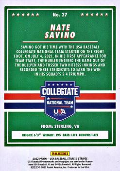 2022 Panini USA Baseball Stars & Stripes - Longevity (Retail Base) #27 Nate Savino Back
