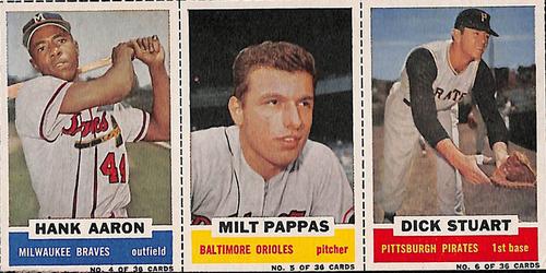 1960 Bazooka - Panels #4/5/6 Hank Aaron / Milt Pappas / Dick Stuart Front
