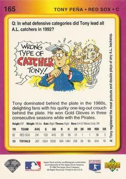 1993 Upper Deck Fun Pack #165 Tony Pena Back