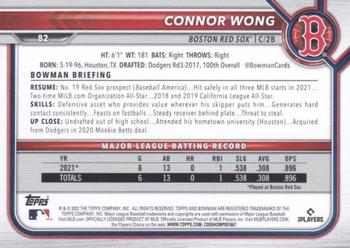 2022 Bowman - Blue #82 Connor Wong Back