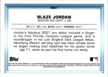 2022 Bowman - Bowman in 3D Aqua Refractor #B3D-7 Blaze Jordan Back
