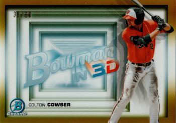 2022 Bowman - Bowman in 3D Gold Refractor #B3D-20 Colton Cowser Front