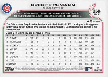 2022 Topps Chicago Cubs #CHC-16 Greg Deichmann Back