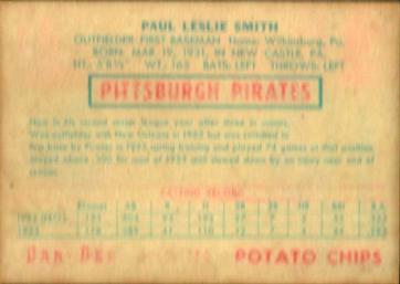 1954 Dan-Dee Potato Chips #NNO Paul Smith Back