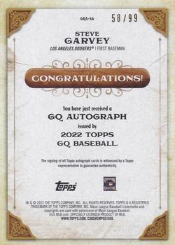 2022 Topps Gypsy Queen - GQ Autographs Blue #GQA-SG Steve Garvey Back