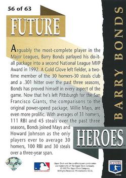 1993 Upper Deck - Future Heroes #56 Barry Bonds Back