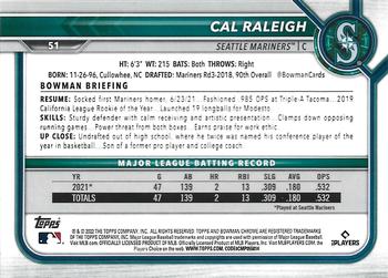 2022 Bowman Chrome #51 Cal Raleigh Back