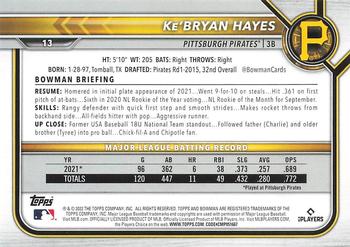 2022 Bowman - Blue Pattern #13 Ke'Bryan Hayes Back