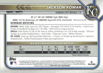 2022 Bowman - Blue Pattern #40 Jackson Kowar Back