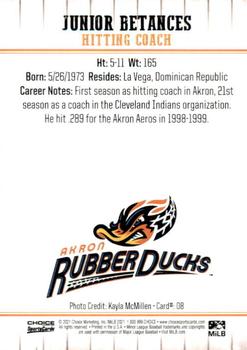 2021 Choice Akron RubberDucks #8 Junior Betances Back