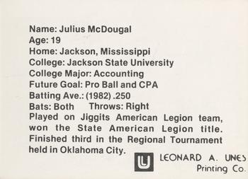 1982 Peoria Pacers #NNO Julius McDougal Back