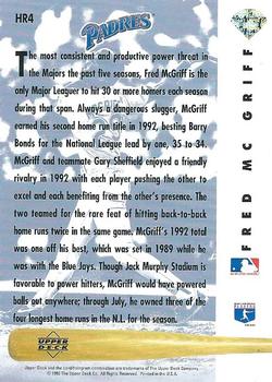 1993 Upper Deck - Home Run Heroes #HR4 Fred McGriff Back