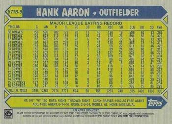 2022 Topps - 1987 Topps Baseball 35th Anniversary (Series Two) #87TB-9 Hank Aaron Back