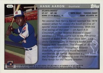 1999 Topps Opening Day - Hank Aaron Autograph #HA Hank Aaron Back